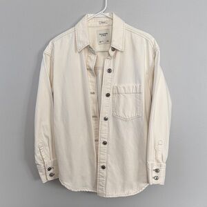 NWOT Abercrombie&Fitch Button-Up Shirt Denim Jacket, Size S, Color White